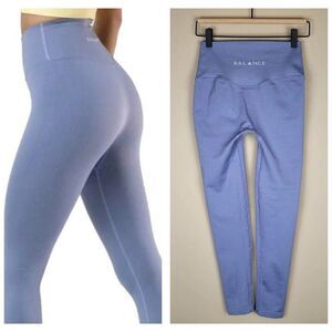 Balance Athletica Size L Vitality Linear Ribbed Leggings Peace Blue